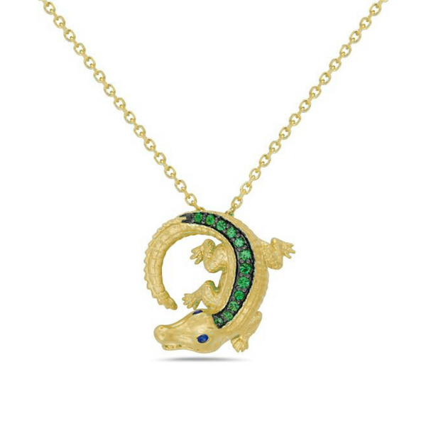 14 Karat Yellow Gold Alligator Pendant Necklace Ware's Jewelers Bradenton, FL