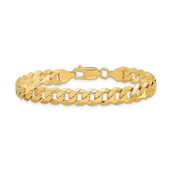 Yellow Gold Flat Beveled Curb Bracelet Ware's Jewelers Bradenton, FL