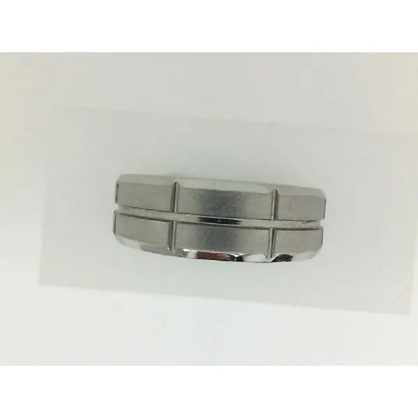 Men's Serinium Bevel Grid Stone Wedding Band Ware's Jewelers Bradenton, FL