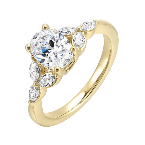 Complete Lab Grown Diamond Engagement Ring with Side Stones Wesche Jewelers Melbourne, FL