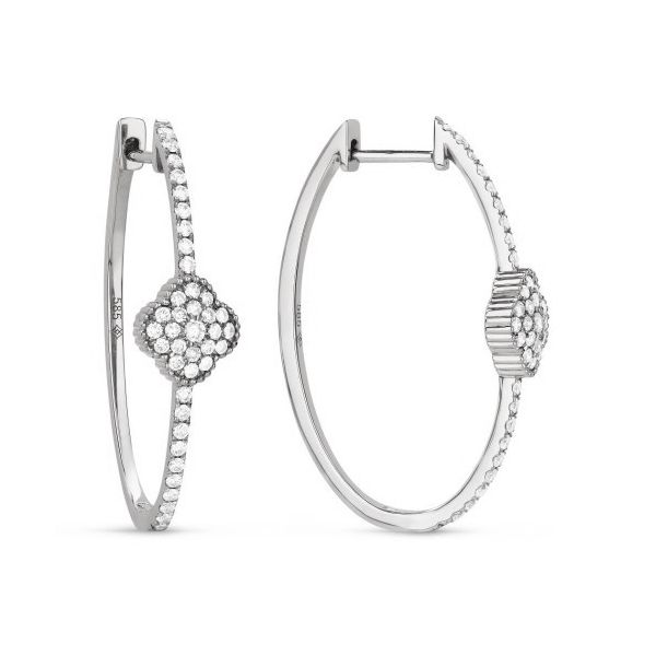 Diamond Hoops with Clover Accent by Madison L Wesche Jewelers Melbourne, FL