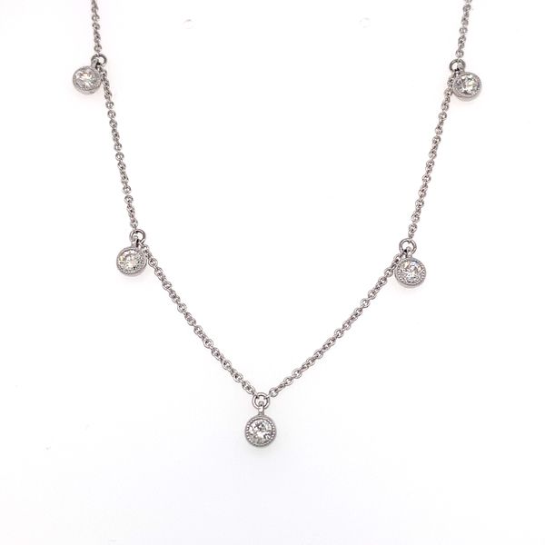 Diamond Milgrain Bezel Drop Necklace Wesche Jewelers Melbourne, FL