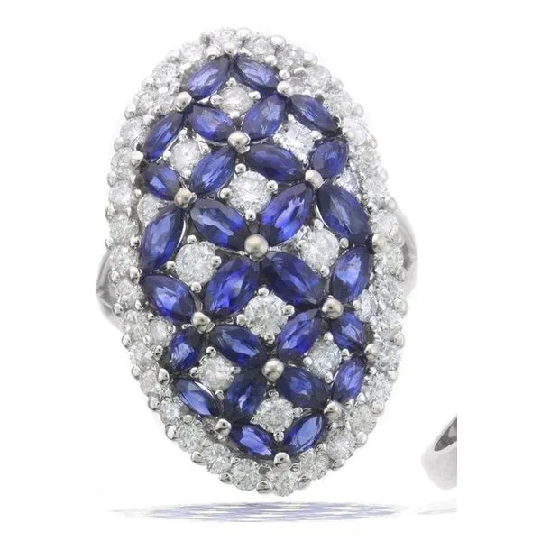 Blue Sapphire Lattice Cocktail Ring Wesche Jewelers Melbourne, FL