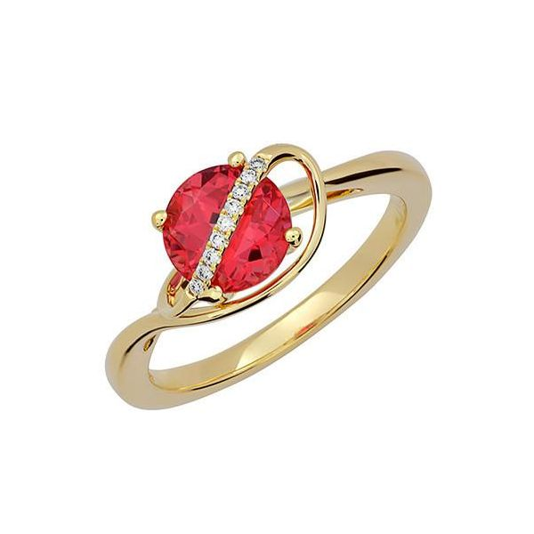 Lab Grown Padparadscha Sapphire Ring with Lab Grown Diamonds by Chatham Wesche Jewelers Melbourne, FL
