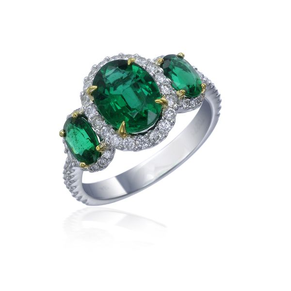 Emerald 3-Stone Ring Wesche Jewelers Melbourne, FL