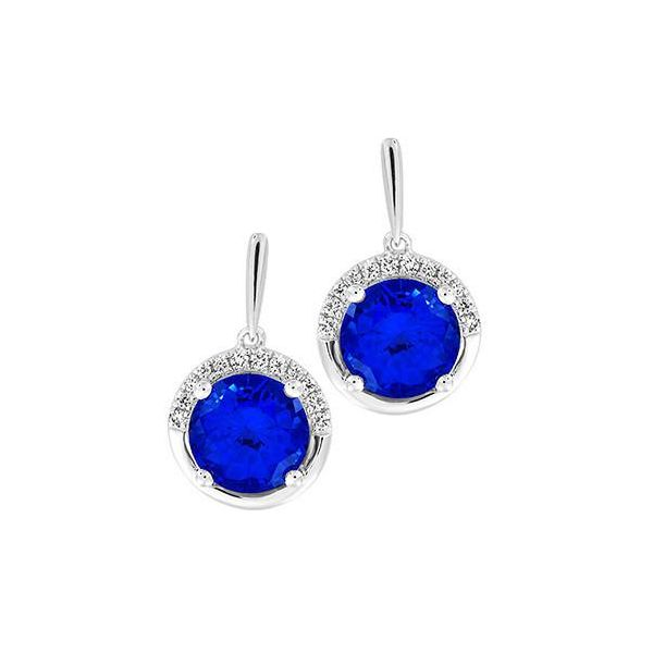Lab Grown Blue Sapphire Earrings with Lab Grown Diamonds by Chatham Wesche Jewelers Melbourne, FL