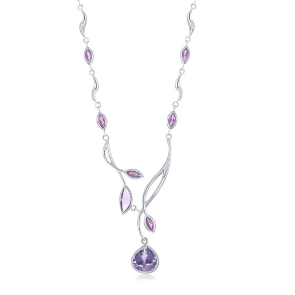 Amethyst with Rhodalite Garnet Accented Necklace Wesche Jewelers Melbourne, FL