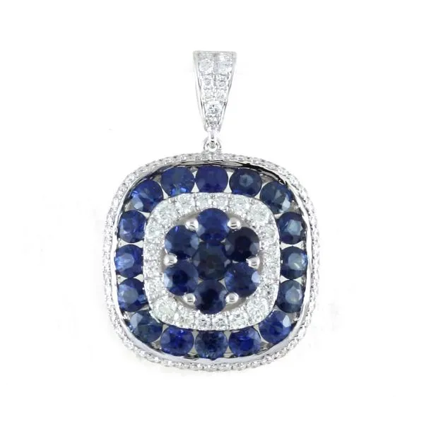 Blue Sapphire Cushion Shaped Pendant Wesche Jewelers Melbourne, FL