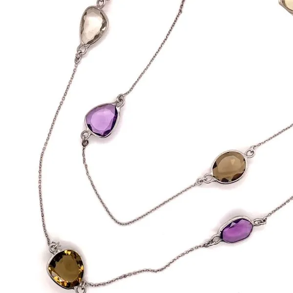 Smoky Quartz, Clear Quartz and Amethyst Necklace by Benjamin Cohen Wesche Jewelers Melbourne, FL