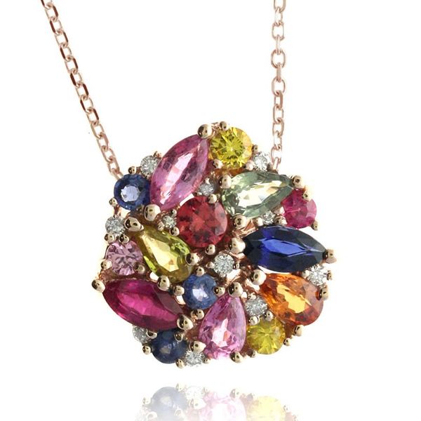 Multi-Colored Sapphire Cluster Pendant Wesche Jewelers Melbourne, FL