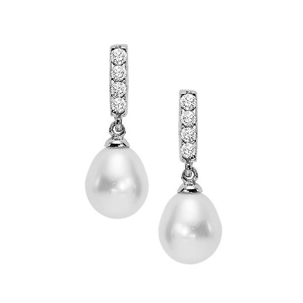 Freshwater White Pearl Dangle Earrings Wesche Jewelers Melbourne, FL