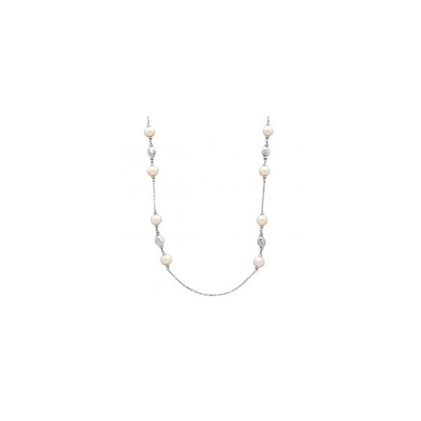 Ringed Freshwater Pearl Stationed Necklace Wesche Jewelers Melbourne, FL