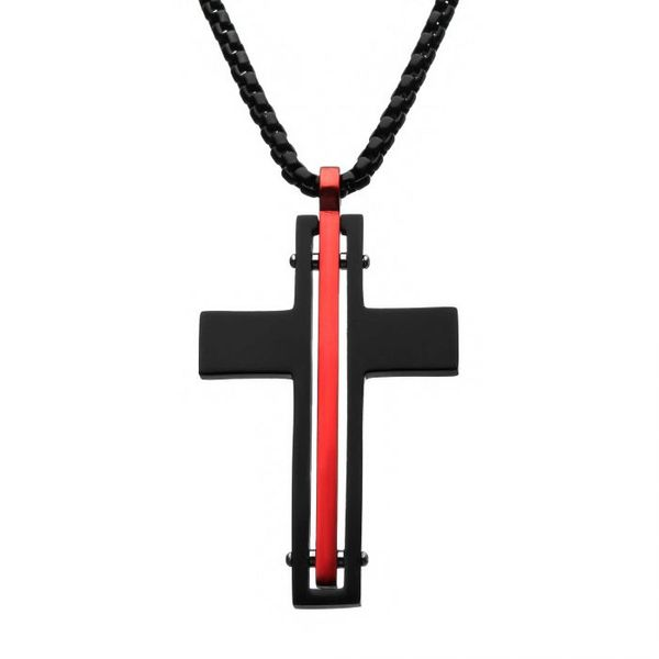 Matte Black and Red Cross Pendant Wesche Jewelers Melbourne, FL