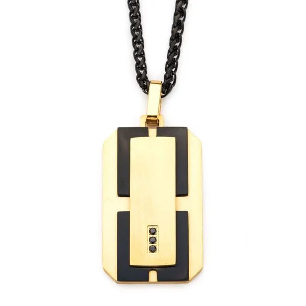 Gold and Black Dog Tag Pendant by INOX Wesche Jewelers Melbourne, FL