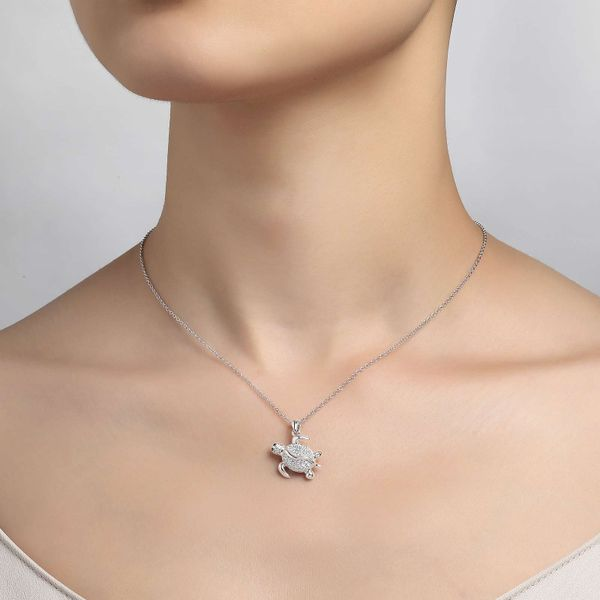 Simulated Diamond Sea Turtle Necklace by Lafonn Image 2 Wesche Jewelers Melbourne, FL