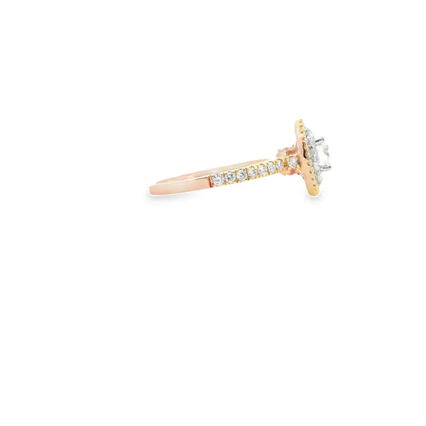 14K Rose and White Gold Double Halo Diamond Engagement Ring Image 4 West and Company Auburn, NY
