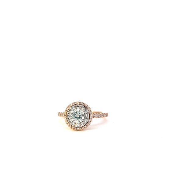 14K Rose Gold Double Halo Diamond Ring West and Company Auburn, NY