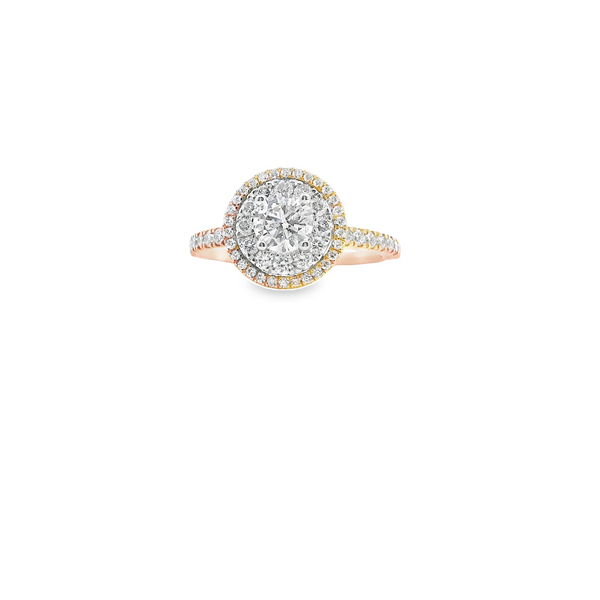 14K Rose and White Gold Double Halo Diamond Engagement Ring West and Company Auburn, NY