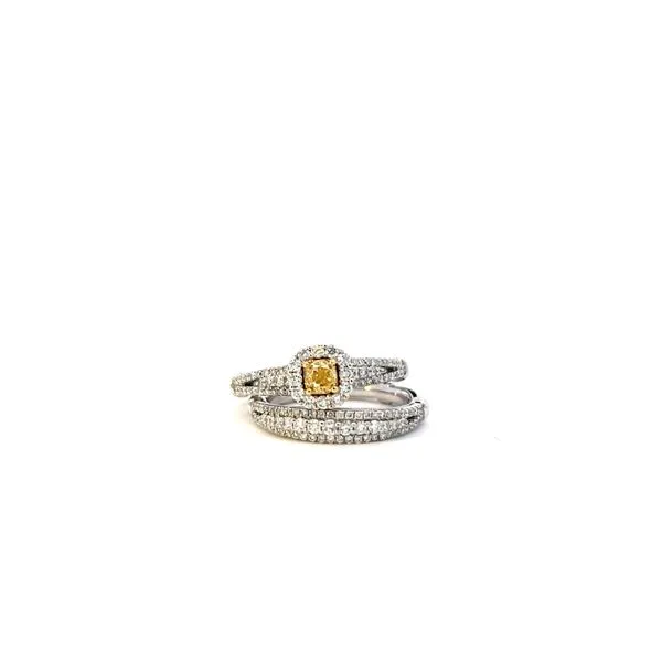 18K White Gold Yellow and White Diamond Bridal Set West and Company Auburn, NY