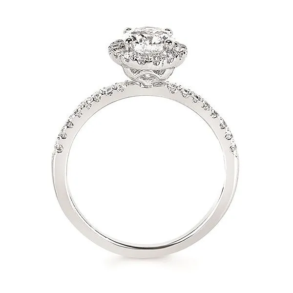 14K White Gold Round Brilliant Cut Laboratory Grown Diamond Halo Ring 1.11CTW Image 2 West and Company Auburn, NY