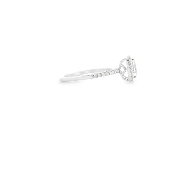 14K White Gold 1.09CTW Lab Grown Emerald Cut Diamond Halo Ring Image 3 West and Company Auburn, NY