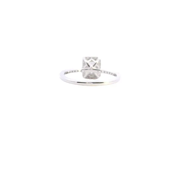 14K White Gold 1.09CTW Lab Grown Emerald Cut Diamond Halo Ring Image 4 West and Company Auburn, NY