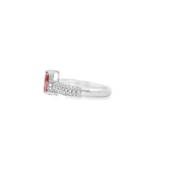 14K White Gold Laboratory Grown Pink Pear Shaped Diamond Ring with Lab White Diamond Pave Band (.64CT Pear, 1.22CTW) Image 2 West and Company Auburn, NY