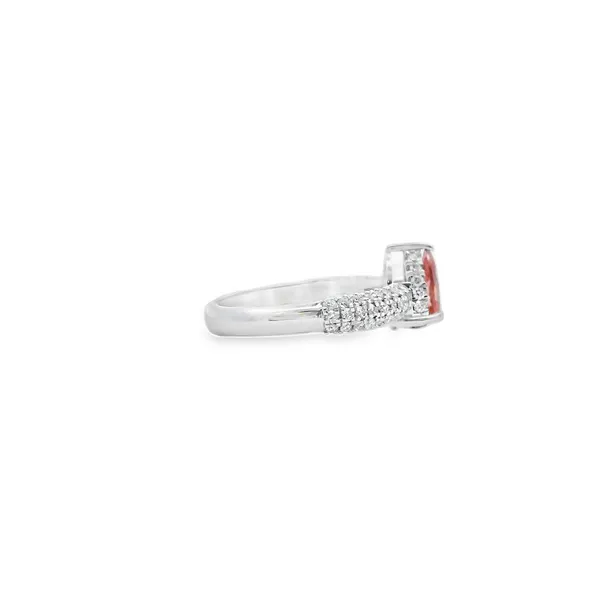 14K White Gold Laboratory Grown Pink Pear Shaped Diamond Ring with Lab White Diamond Pave Band (.64CT Pear, 1.22CTW) Image 4 West and Company Auburn, NY