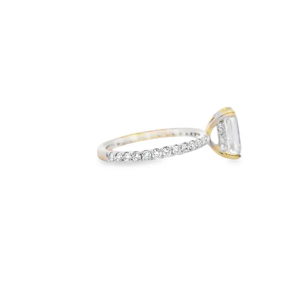 14K Yellow Gold Laboratory Grown Emerald Cut Diamond Ring with Hidden Halo, and Diamond Accented Band 2.5CTW F VS1 Image 2 West and Company Auburn, NY