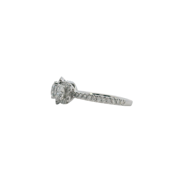 14K White Gold Laboratory Grown 2CTW 3 Stone Past Present and Future Diamond Ring with Halo Accents and Diamond Band vs e-f Image 2 West and Company Auburn, NY