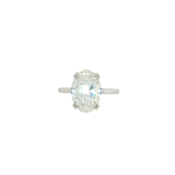 14K White Gold Laboratory Grown Diamond Ring with a 5CT Oval Center Stone and .15CTW in Hidden Halo 5.15CTW West and Company Auburn, NY