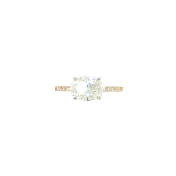 14K Yellow Gold (White Head) Laboratory Grown  Multi Wear Oval Diamond Ring with 2.04CT Center Stone and .29CTW of Accent Diamonds - Center Can Be wor West and Company Auburn, NY