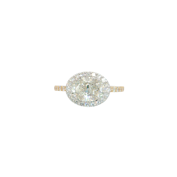 14K Yellow/White Laboratory Grown Multi Wear Oval Halo Ring with Diamond Accented Band - Center can Be worn East-West or North- South West and Company Auburn, NY