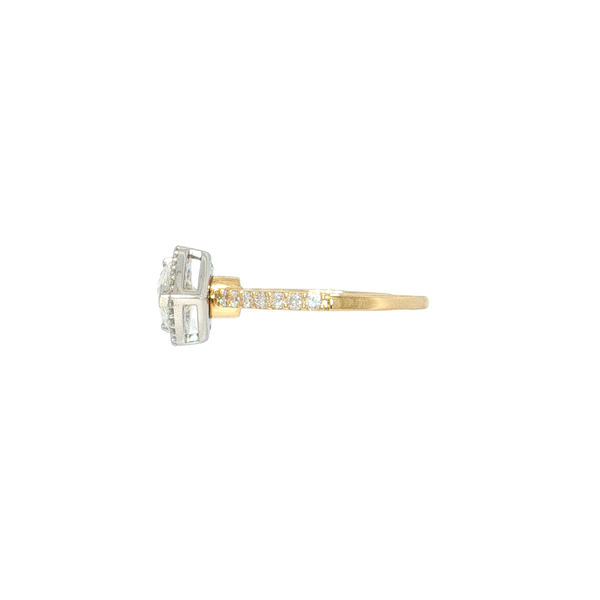 14K Yellow/White Laboratory Grown Pear Brilliant Cut Halo Multi Wear Ring with Diamond Band - Can Be Worn East-West or North-South 2CT Center .54CTW A Image 4 West and Company Auburn, NY