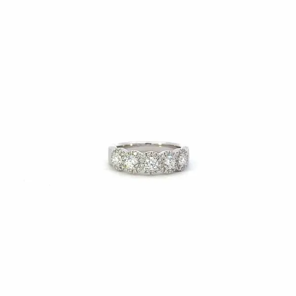 14K White Gold 5 Stone Diamond Halo Ring (1.07CTW) West and Company Auburn, NY