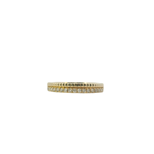 14K Yellow Gold Stacked Look Diamond Band with Grooved Edge .20CTW West and Company Auburn, NY