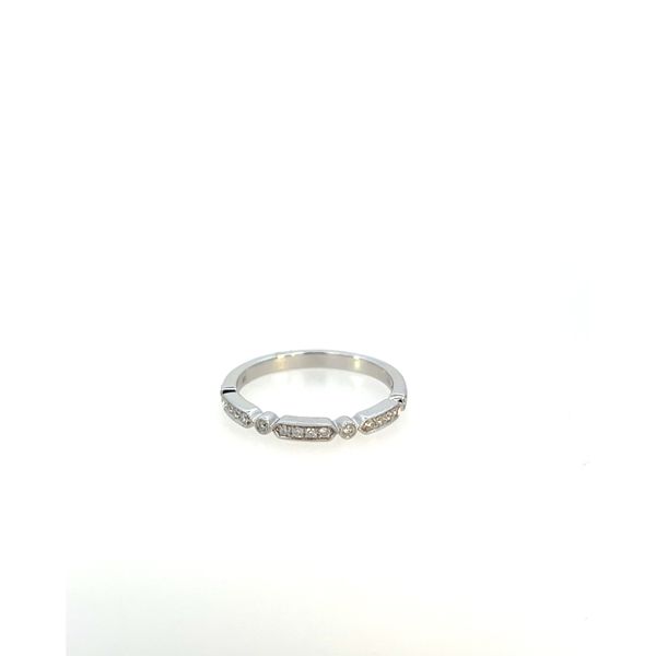 14K White Gold Diamond Band with Milgrain Accents Image 2 West and Company Auburn, NY