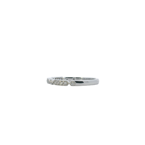 14K White Gold Diamond Band with Milgrain Accents Image 2 West and Company Auburn, NY