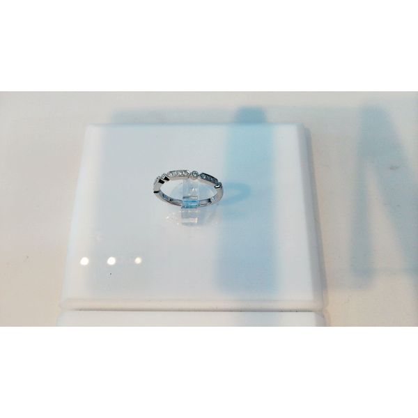 14K White Gold Diamond Band with Milgrain Accents West and Company Auburn, NY