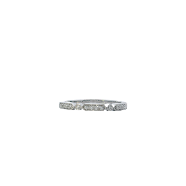 14K White Gold Diamond Band with Milgrain Accents West and Company Auburn, NY