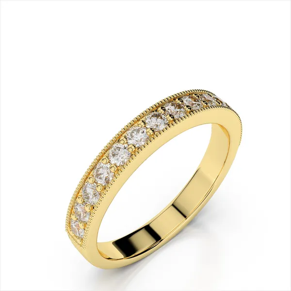 14K Yellow Gold Diamond Band with Milgrain Detail Image 2 West and Company Auburn, NY