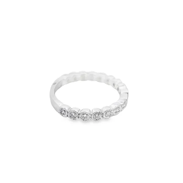 14K White Gold Milgrain Bezel Set Diamond Band Image 4 West and Company Auburn, NY