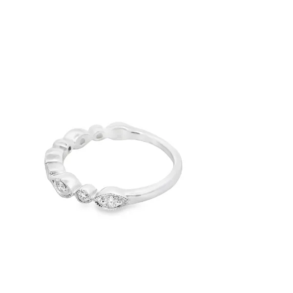 14K White Gold .25CTW Diamond Band With Marquise and Round Shapes and Milgrain Edging Image 2 West and Company Auburn, NY