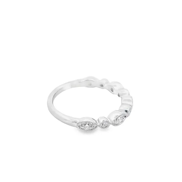 14K White Gold .25CTW Diamond Band With Marquise and Round Shapes and Milgrain Edging Image 4 West and Company Auburn, NY