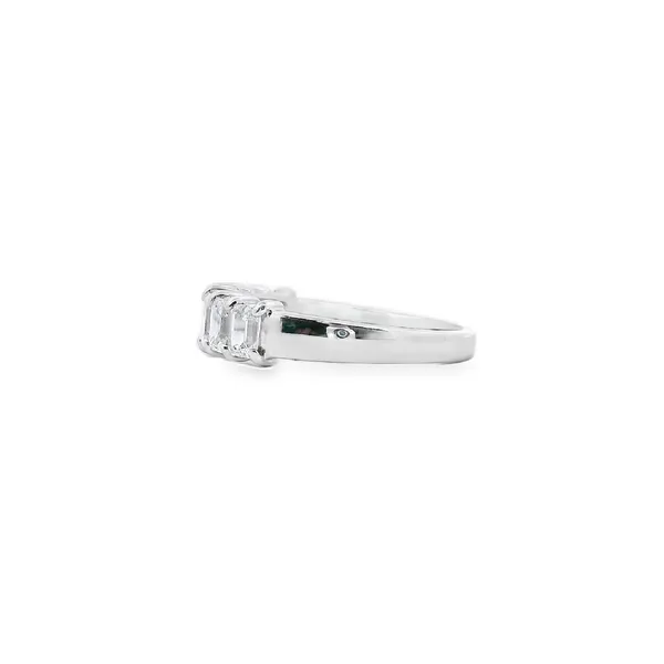 14K White Gold 1.50CTW 7-Stone Natural Emerald Cut Diamond Band Image 2 West and Company Auburn, NY
