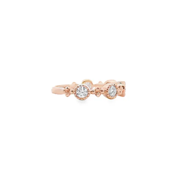 18K Rose Gold 5 Stone Beaded Band with Milgrain Detail .50CTW SI1/G Image 3 West and Company Auburn, NY