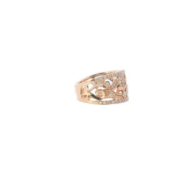 14K Rose Gold Decorative Diamond Wide Band Ring 3/4CTW Image 2 West and Company Auburn, NY