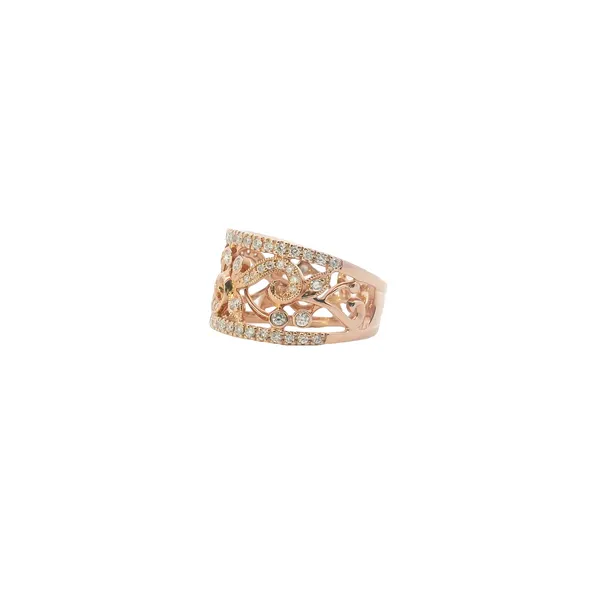 14K Rose Gold Decorative Diamond Wide Band Ring 3/4CTW Image 3 West and Company Auburn, NY