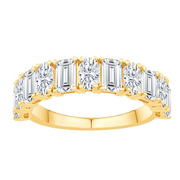 14K Yellow Gold Laboratory Grown Oval and Emerald Cut Diamond Band 2.90CTW West and Company Auburn, NY