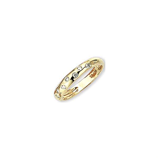 14K Yellow Gold Burnished Set Diamond Scatter Band West and Company Auburn, NY